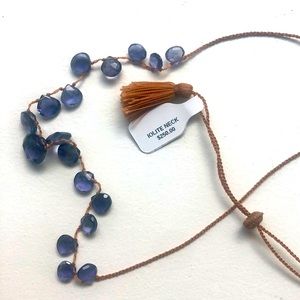 Boho iolite necklace on nylon cord. Perfect for anyone allergic to metal!
